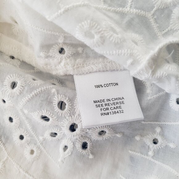 Modcloth Eyelet In The Sun Embroidered Collared White Top - Picture 7 of 8